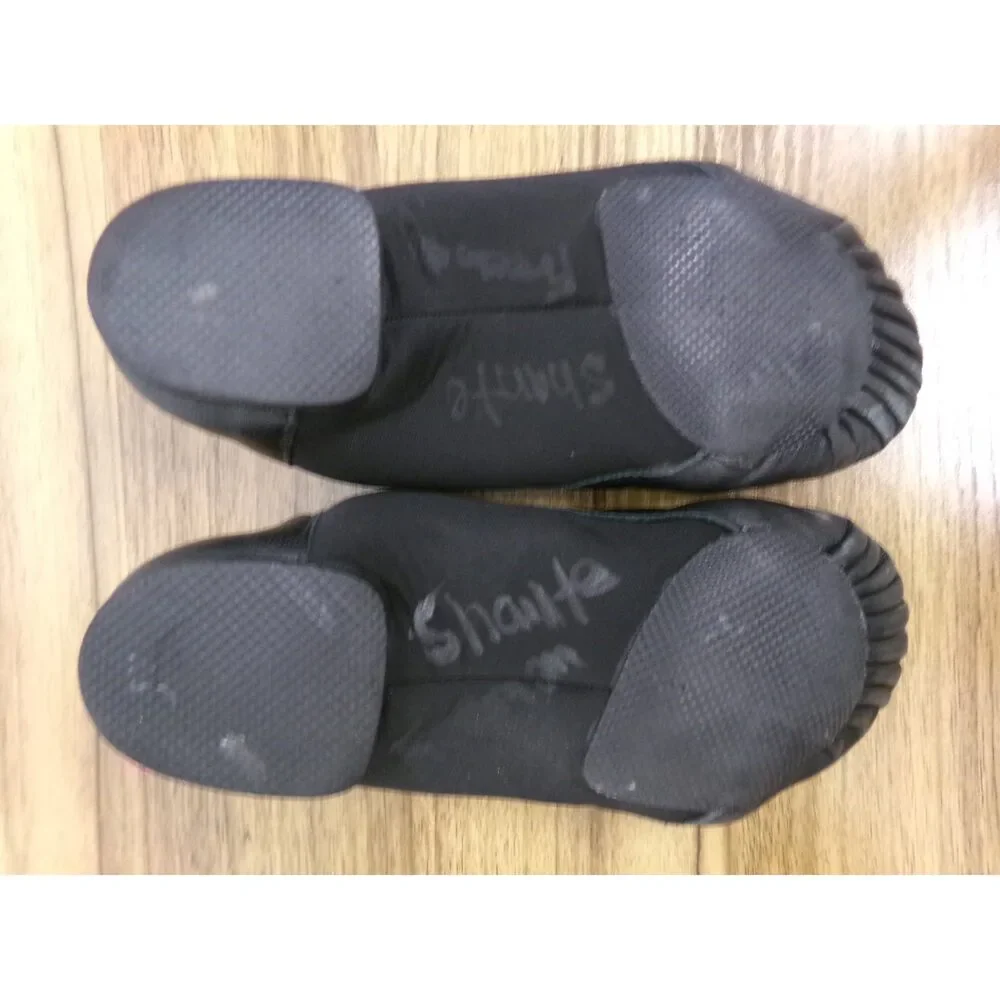 Pre-Owned Dance Jazz Shoes So Danca 4M JZ43 Black Kids Pull On Leather Split So